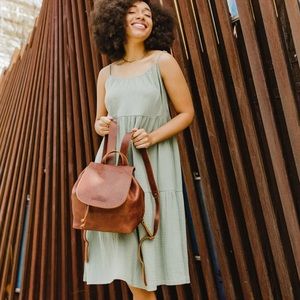 Portland Leather Bucket Backpack